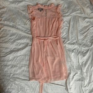 pink spring dress with lace at the top